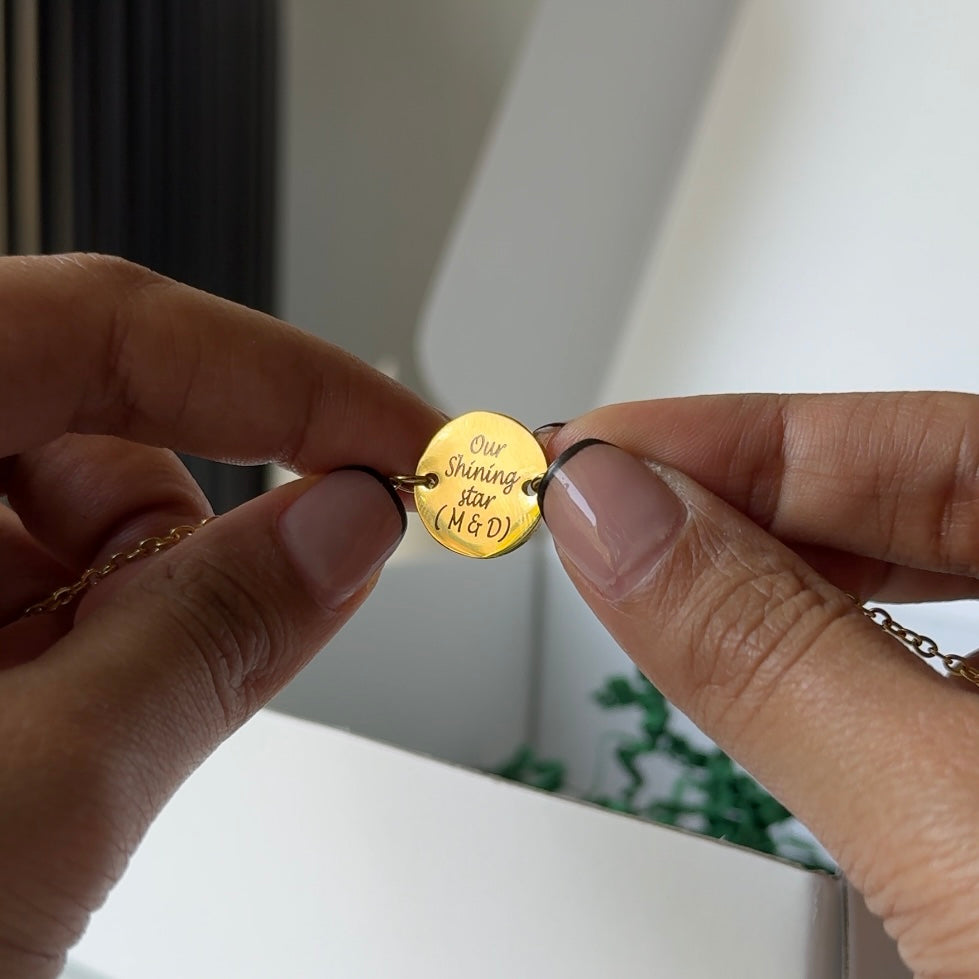 PERSONALISED ROUND BRACELET - 18K WHITE/GOLD-PLATED