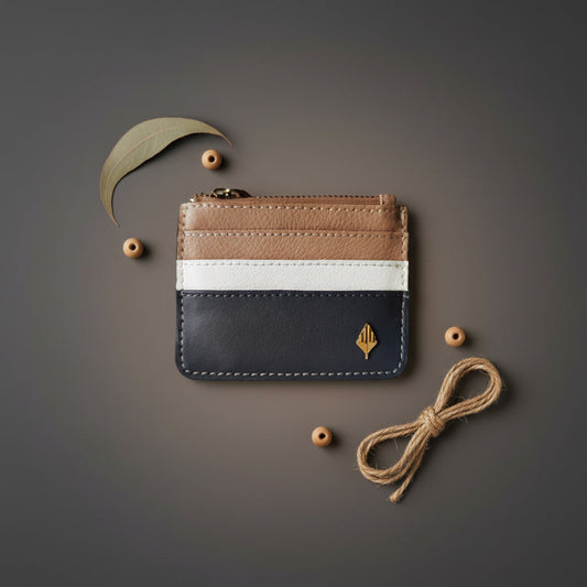 Iris – Grey & Almond Plant Leather Card Holder