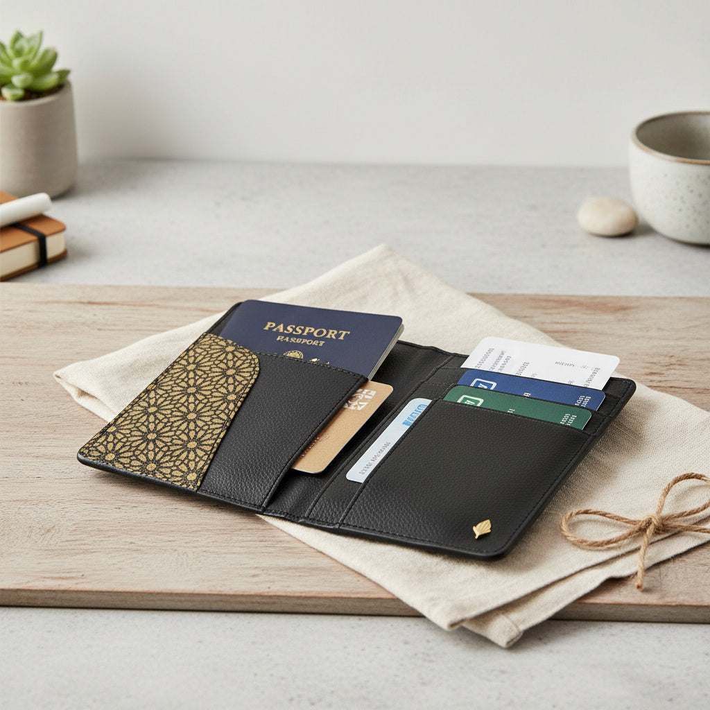 Plant Leather Passport Holder – Black
