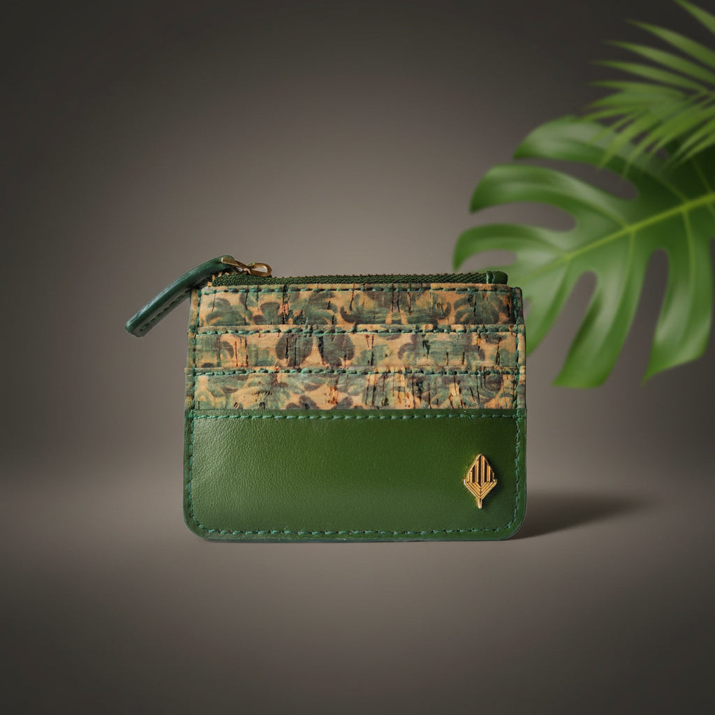 Iris – Green Plant Leather Card Holder