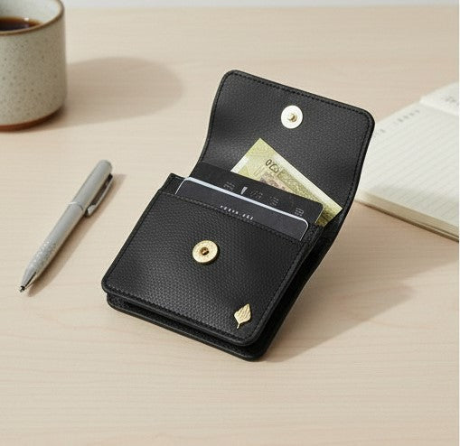 Lana Vegan Leather Card Holder – Black
