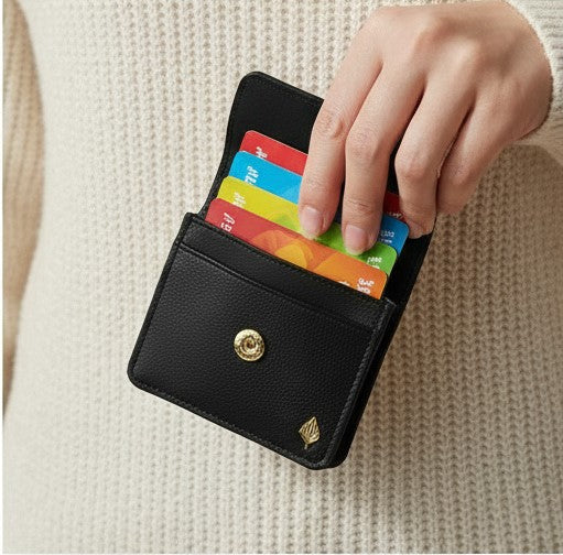 Lana Vegan Leather Card Holder – Black