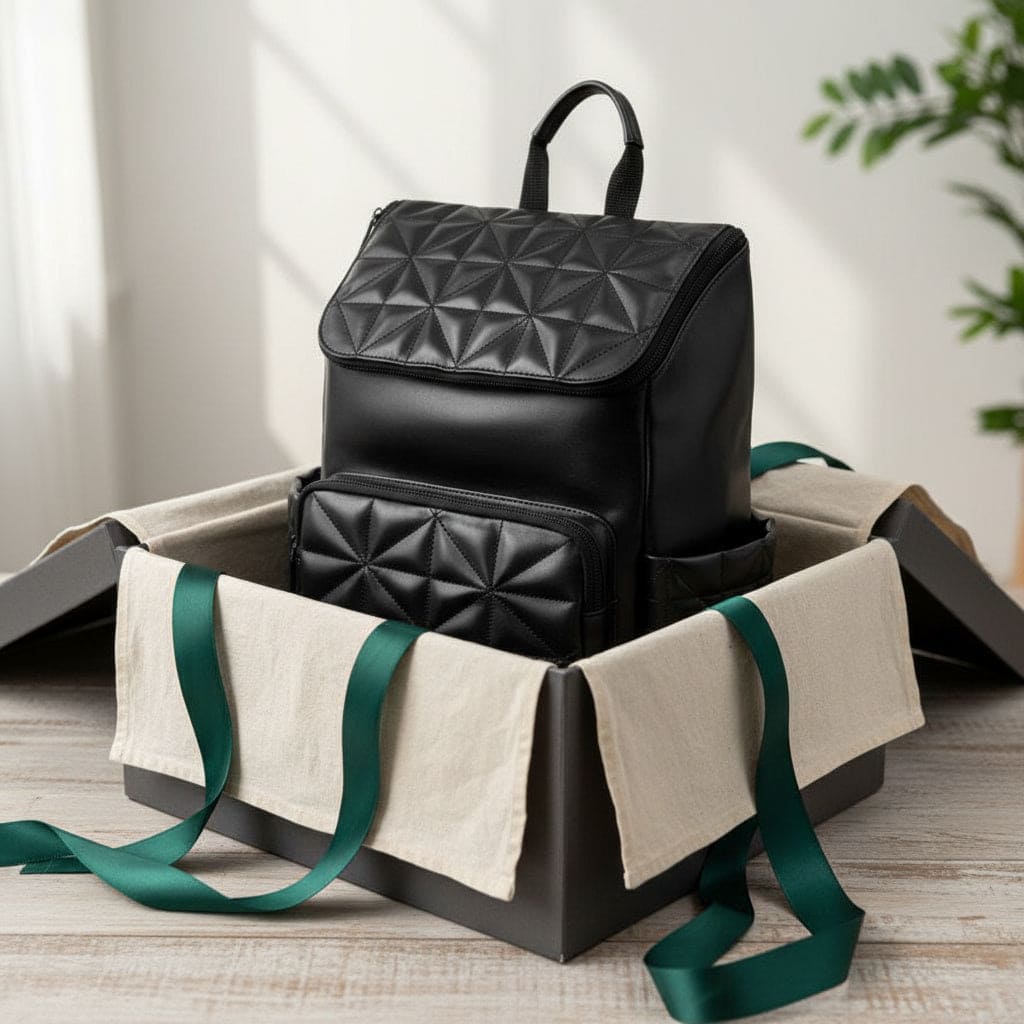 Elm Black Plant Leather Backpack