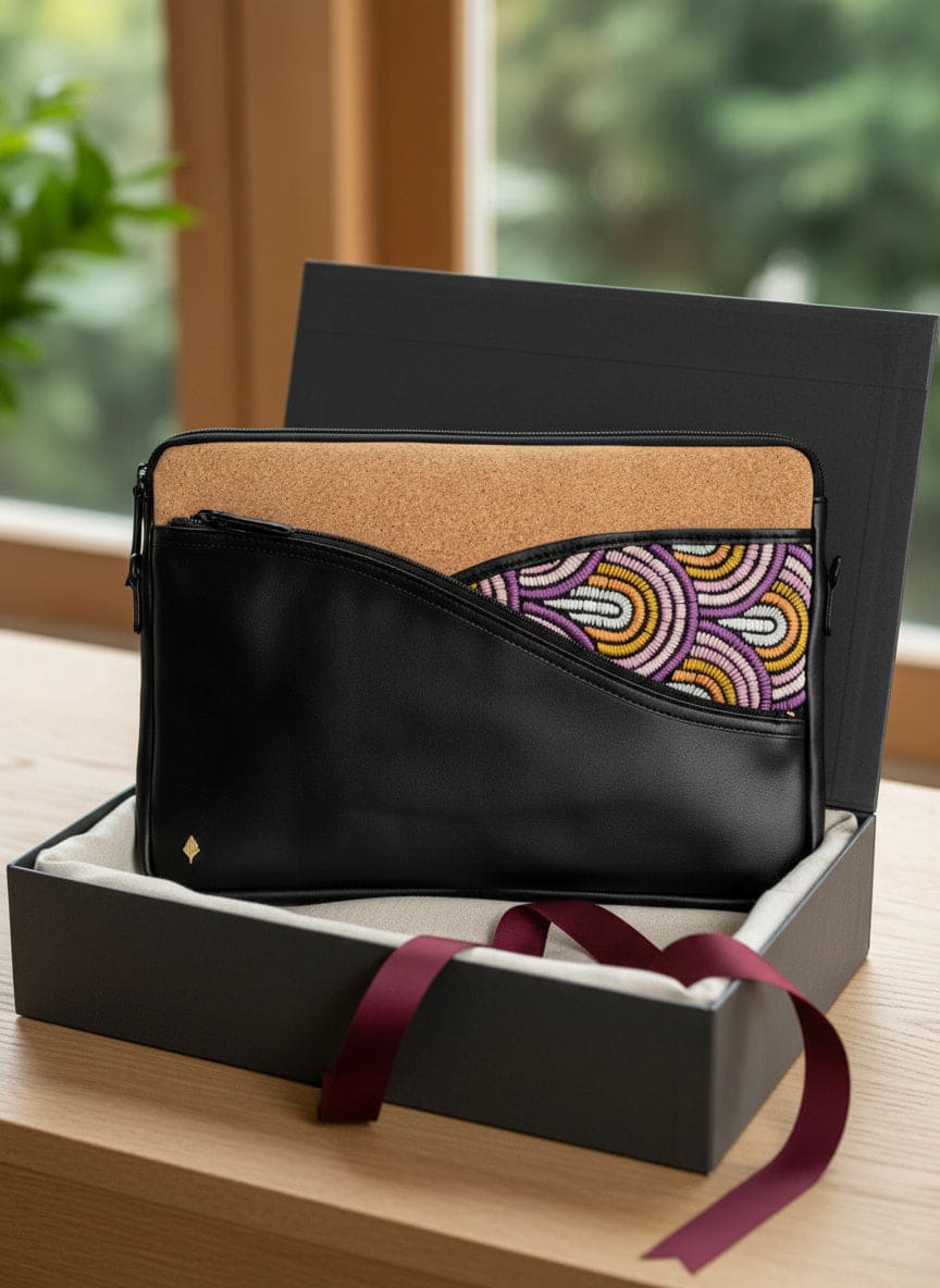 Acacia Vegan Leather Laptop Sleeve – Black