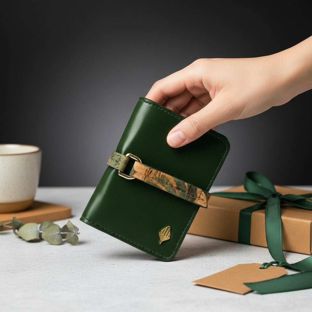 Neith – Green & Cork Plant Leather Card Holder