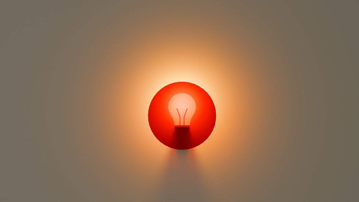 Minimalist wall light Halo Light with E14 LED and tungsten bulb visual effect.