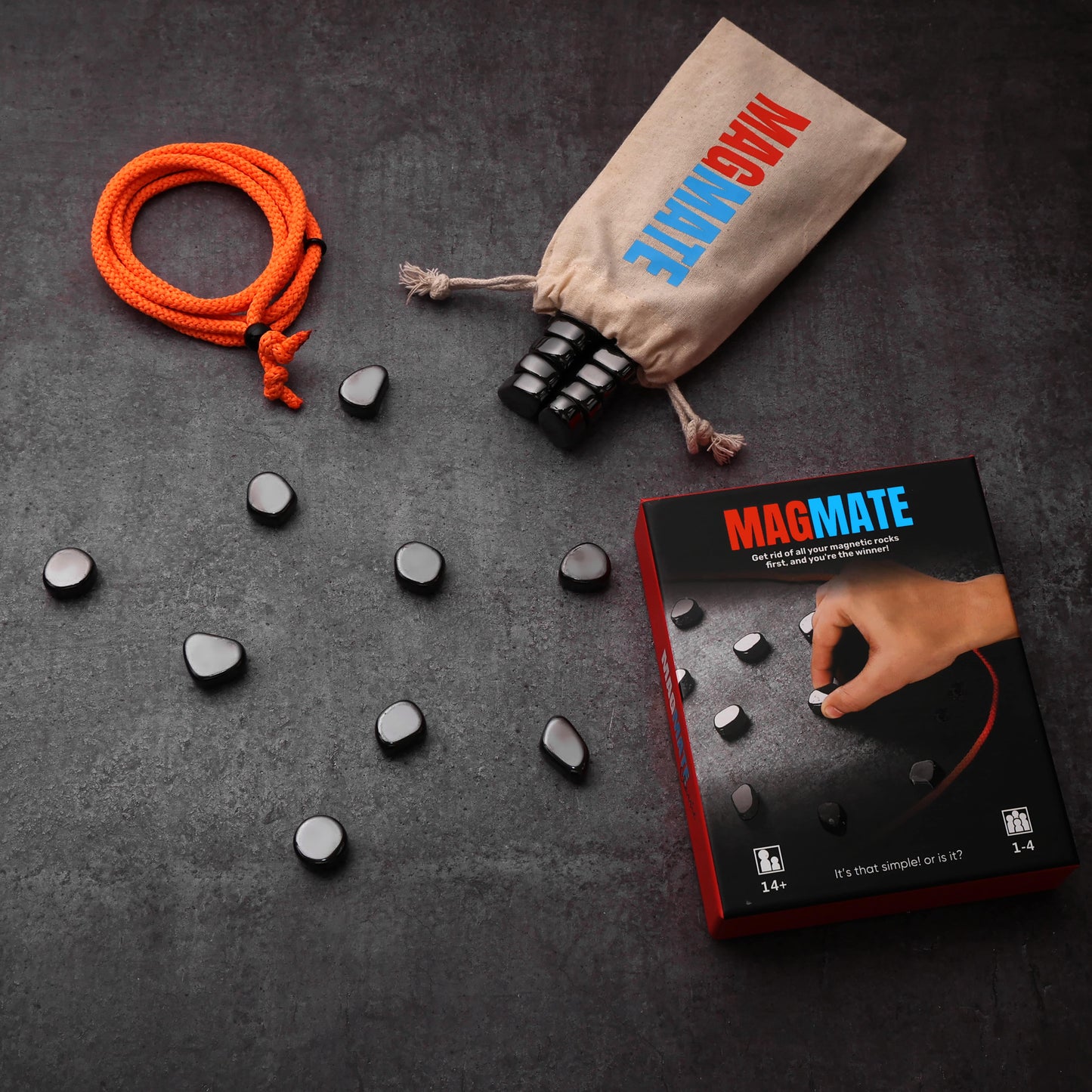 MAGMATE Classic - Fun Magnetic Game | Fun Strategy & Educational Game for Kids & Adults | Includes 24 Irregular Magnets, Rope, Travel Pouch (Ages 3+)