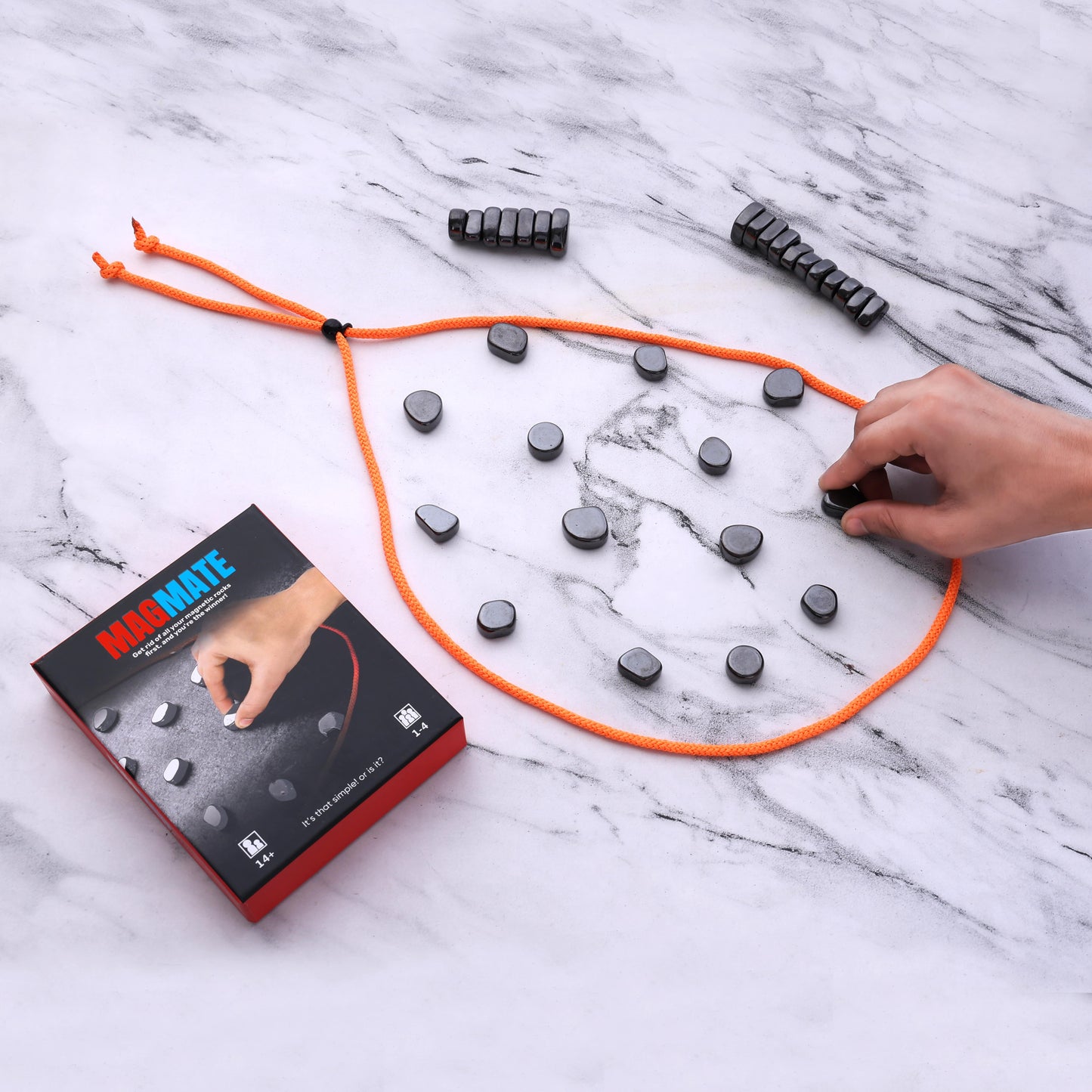 MAGMATE Classic - Fun Magnetic Game | Fun Strategy & Educational Game for Kids & Adults | Includes 24 Irregular Magnets, Rope, Travel Pouch (Ages 3+)