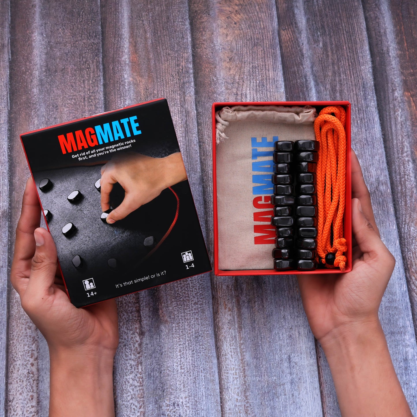 MAGMATE Classic - Fun Magnetic Game | Fun Strategy & Educational Game for Kids & Adults | Includes 24 Irregular Magnets, Rope, Travel Pouch (Ages 3+)