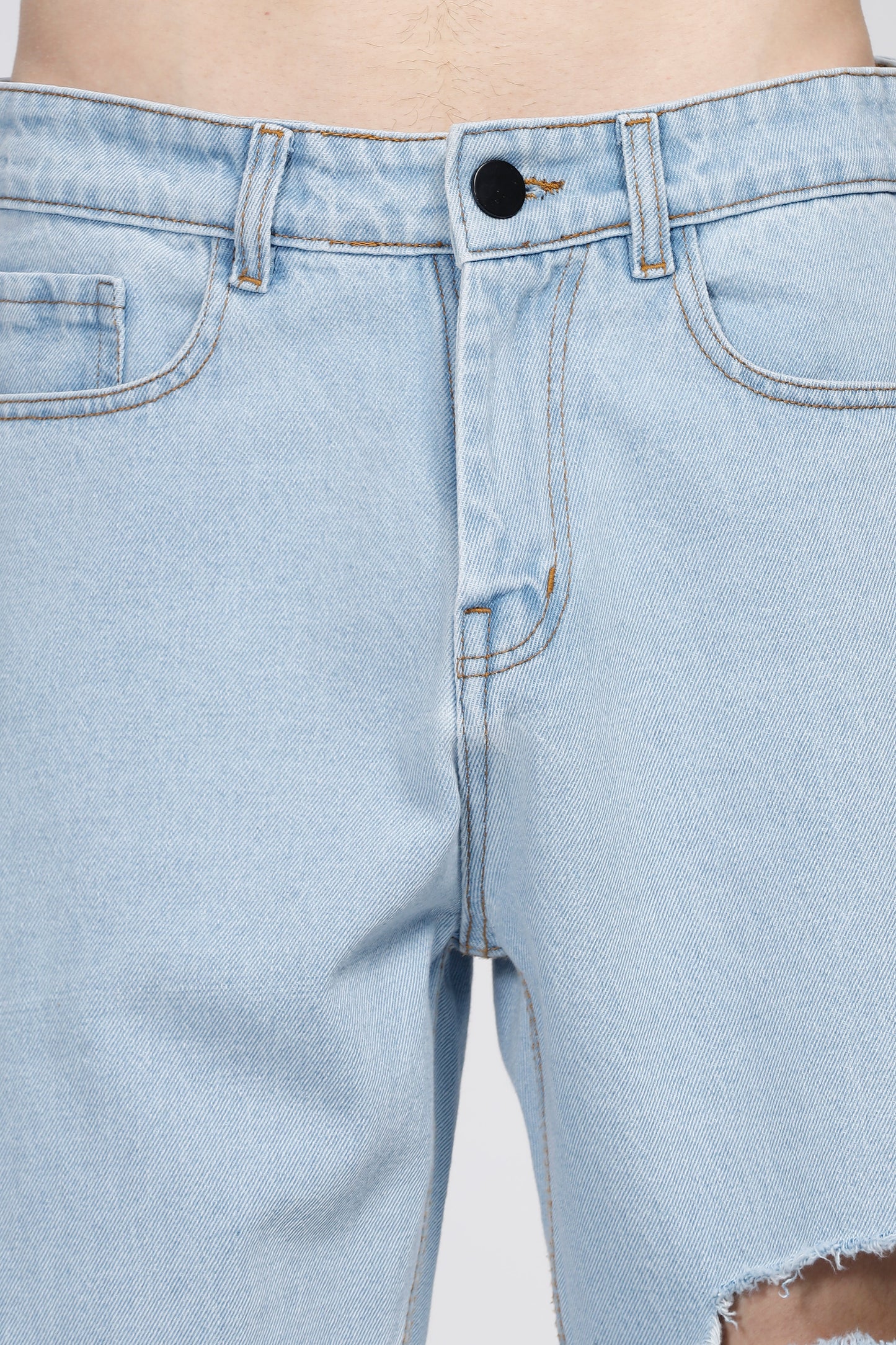 Knee- Slit Baggy Jeans- Light Blue