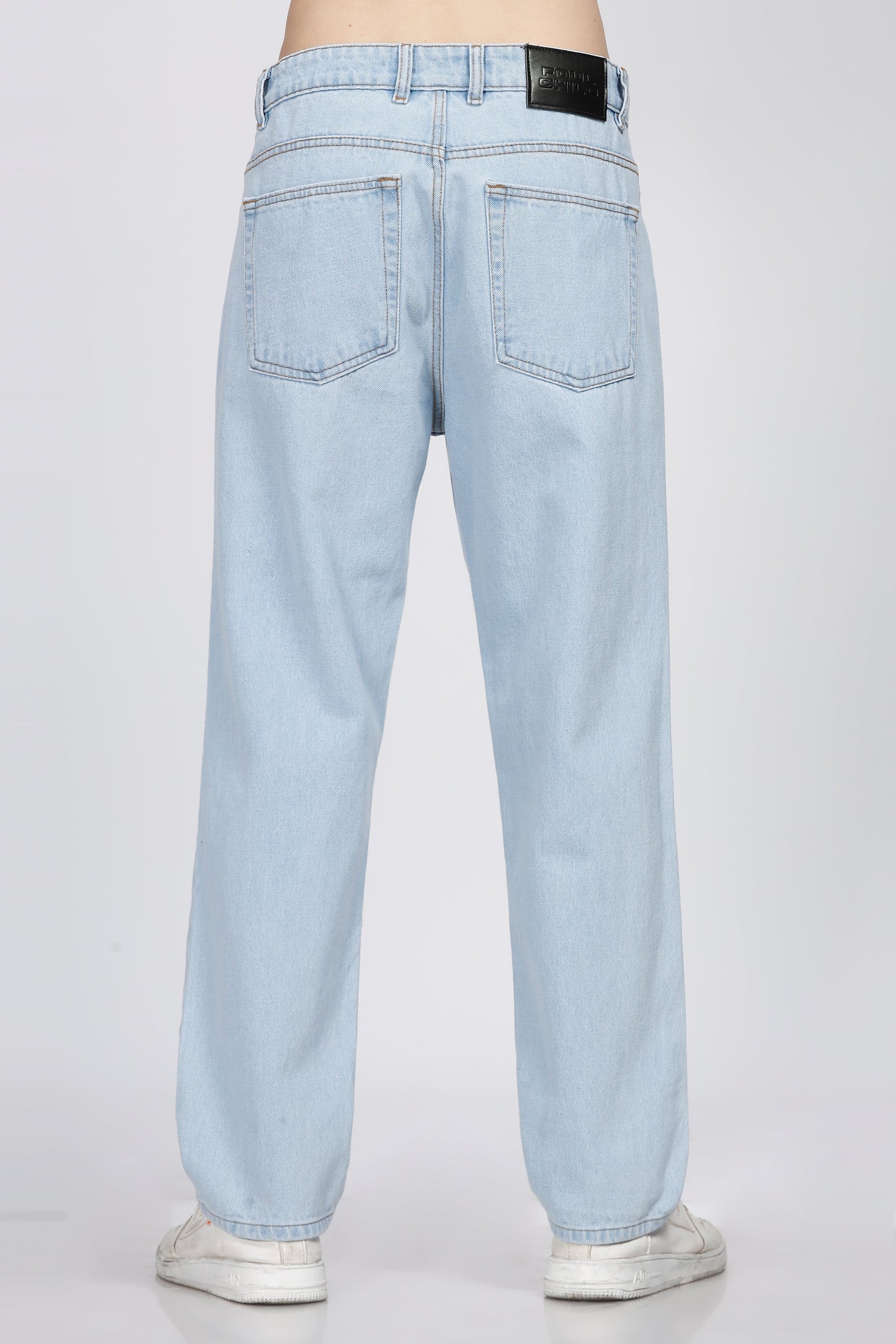 Knee- Slit Baggy Jeans- Light Blue