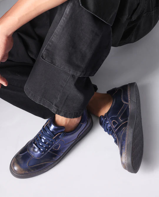 RARE RABBIT LACE-UP LEATHER SNEAKER MERCURE