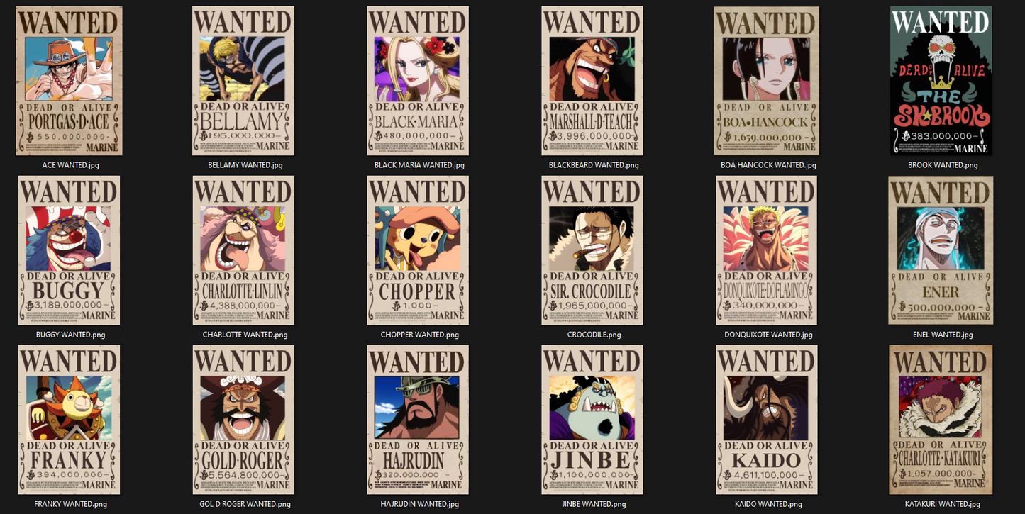 ONE PIECE WANTED POSTERS - WALL COLLAGE POSTERS