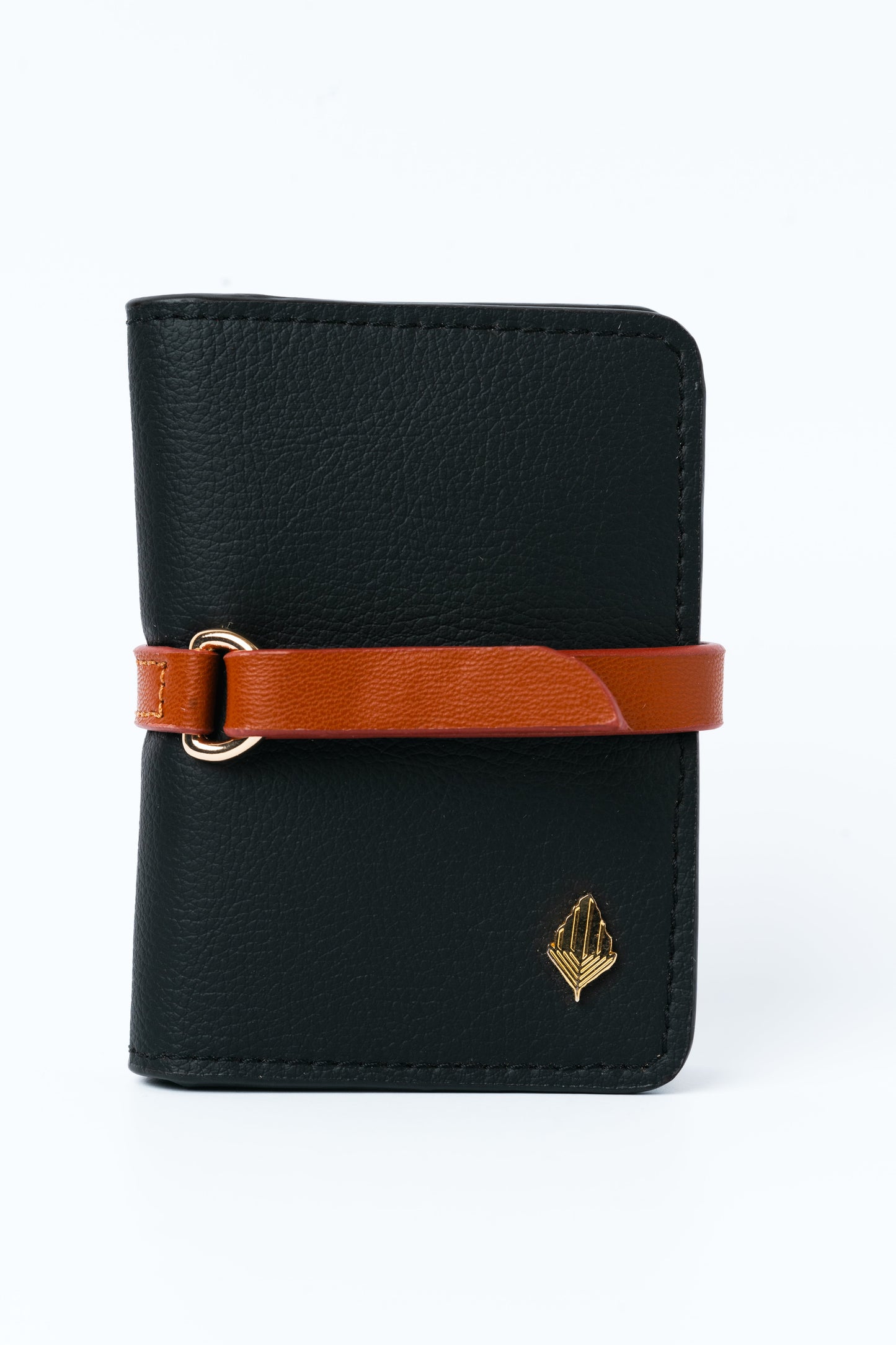 Neith – Black & Gingerbread Plant Leather Card Holder