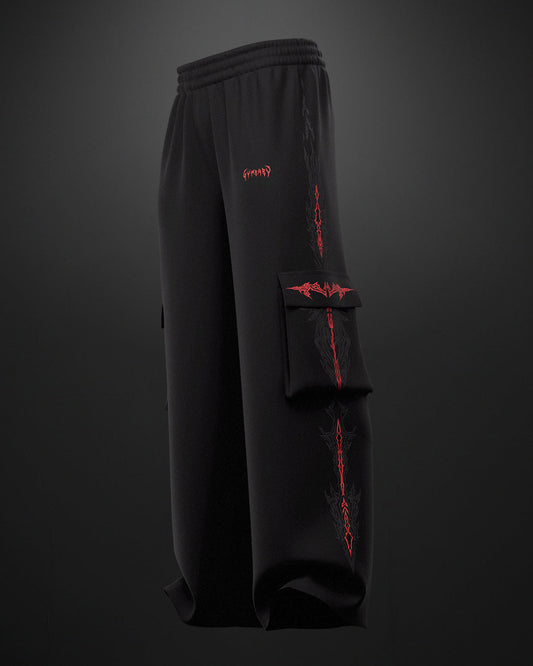 FeralWalk Oversized Cargo Joggers - Blood Red