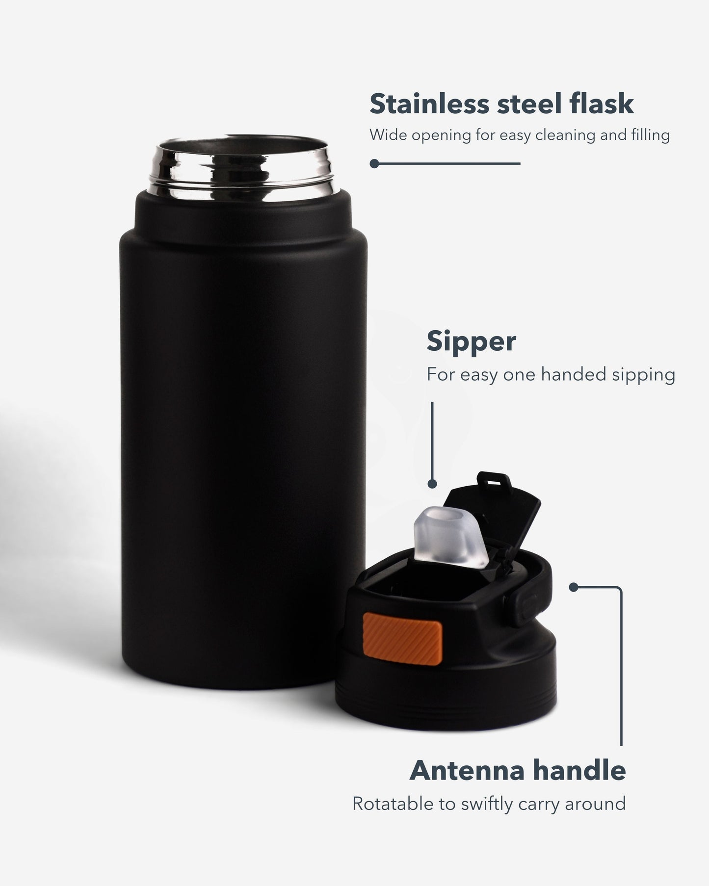 Stotodo Droid Sipper Flask – 800ml insulated bottle with rotatable handle for easy daily carry