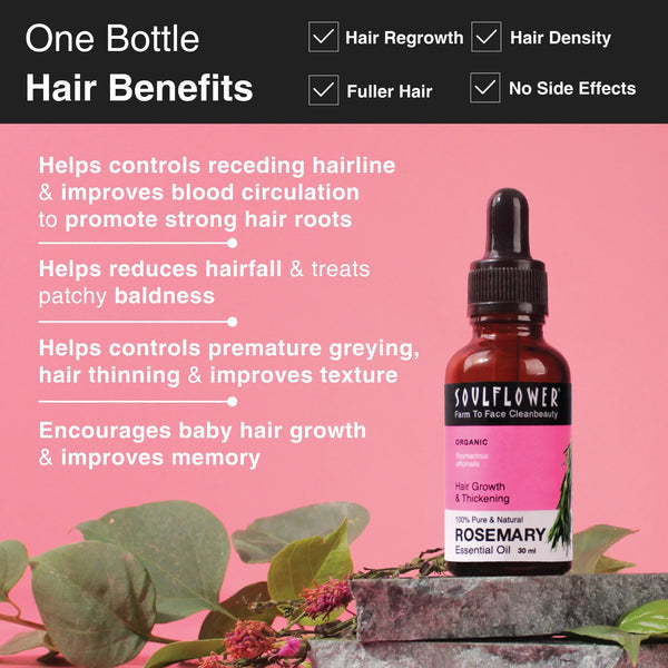 Soulflower Clinically Proven Rosemary Essential Oil for Hair Growth