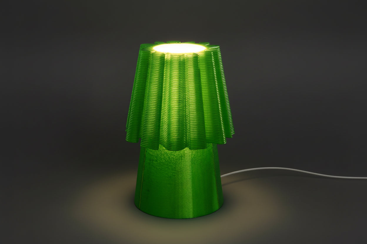 On shot of ruffle table lamp green