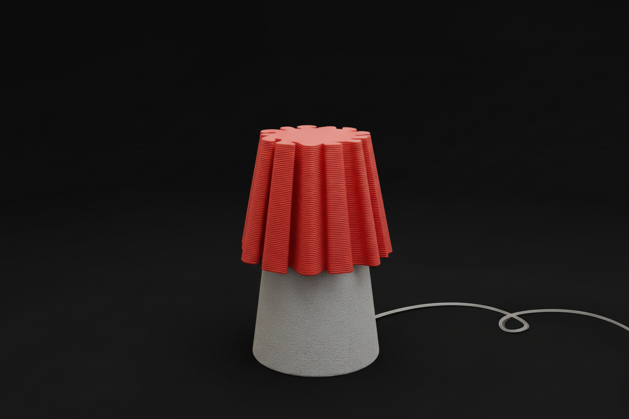 Off shot of ruffle table lamp red marble