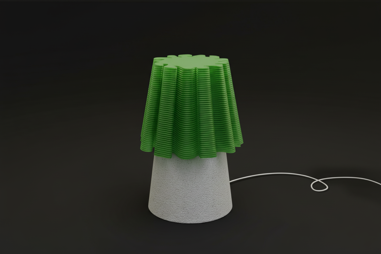 Off shot of ruffle table lamp green/marble