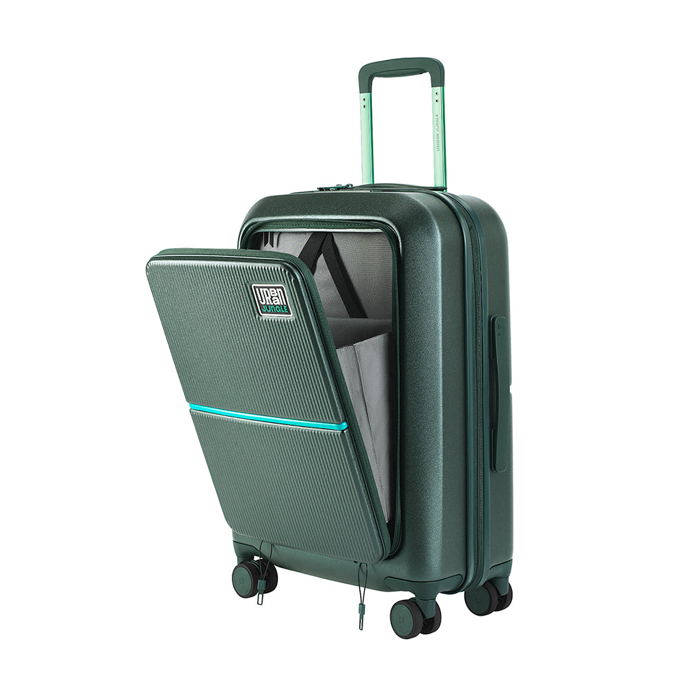 Urban Jungle Front Open Cabin Hard Luggage – Spring Dark Green