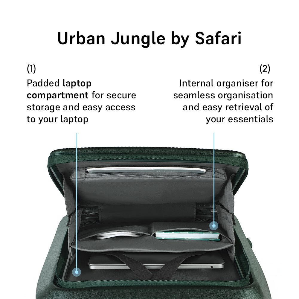 Urban Jungle Front Open Cabin Hard Luggage – Spring Dark Green
