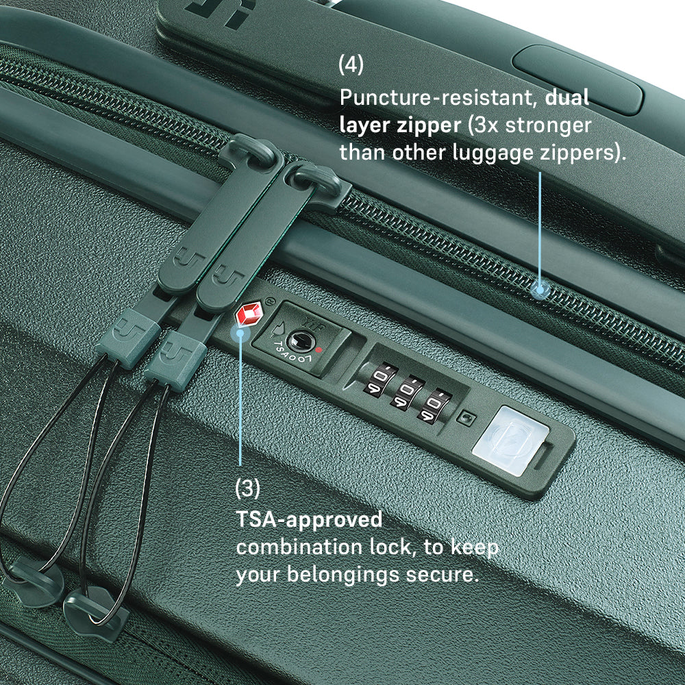 Urban Jungle Front Open Cabin Hard Luggage – Spring Dark Green