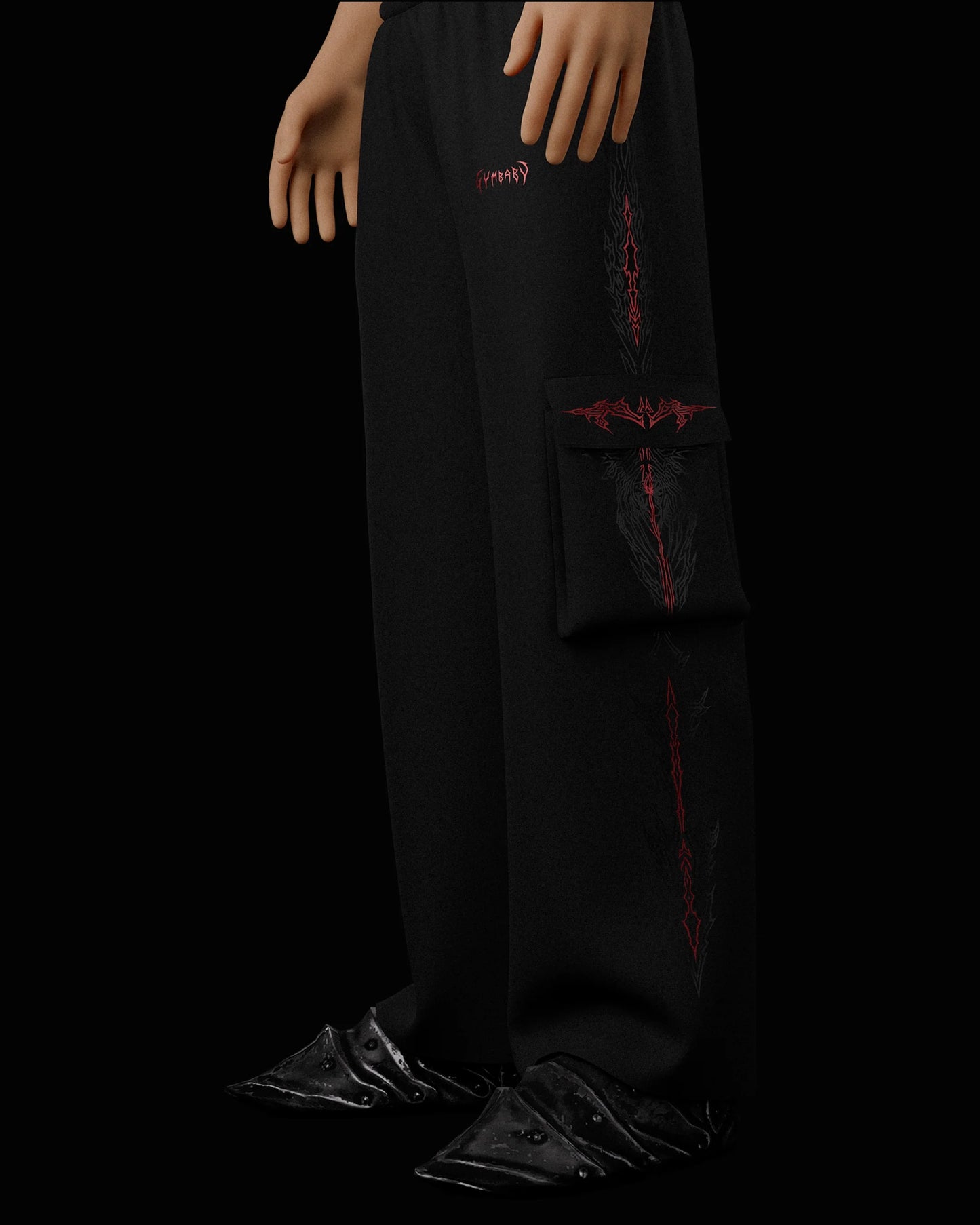 FeralWalk Oversized Cargo Joggers - Blood Red