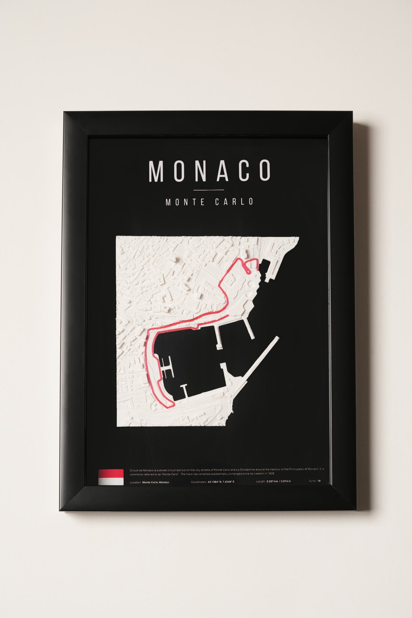 F1 Monaco 3D Wall Frame (Geographic)