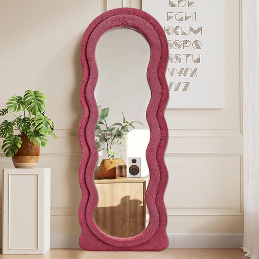 Wavy Full Length Mirror - Dark Pink