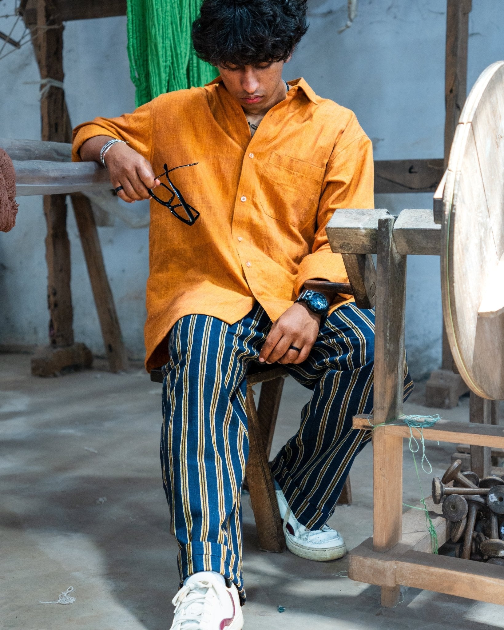 Amber & Midnight Handwoven Co - ord Set – 100% Cotton, Made With Love - Kaaro - handwoven cotton - sustainable - ethical