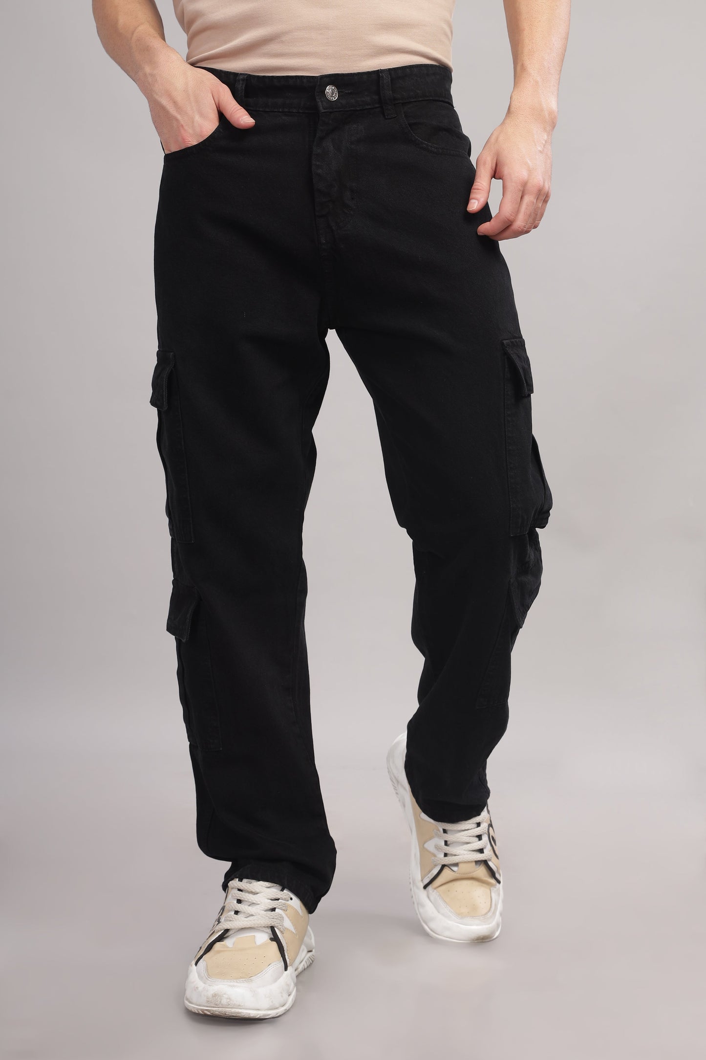 8 Pocket Cargo Denim | Baggy Fit Jeans | Black