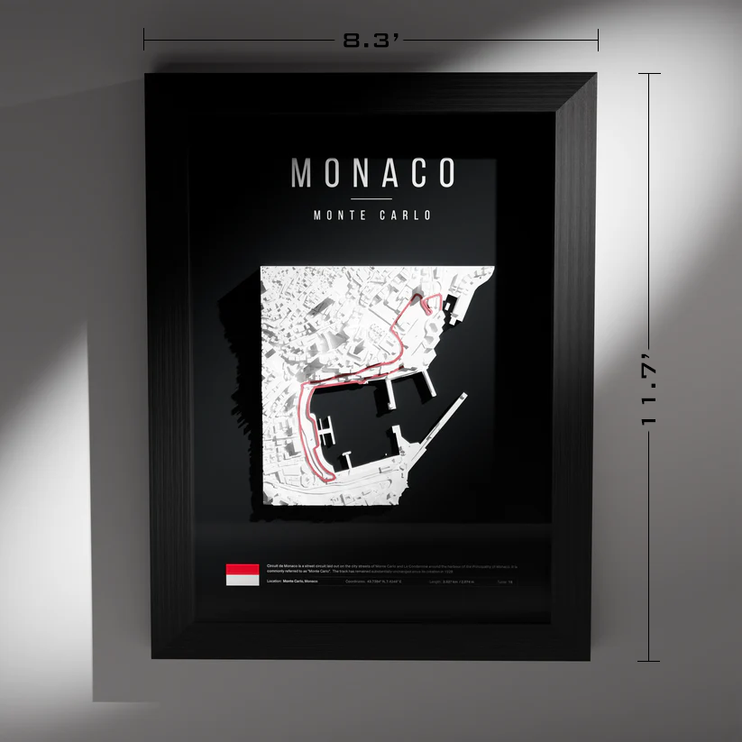 F1 Monaco 3D Wall Frame (Geographic)
