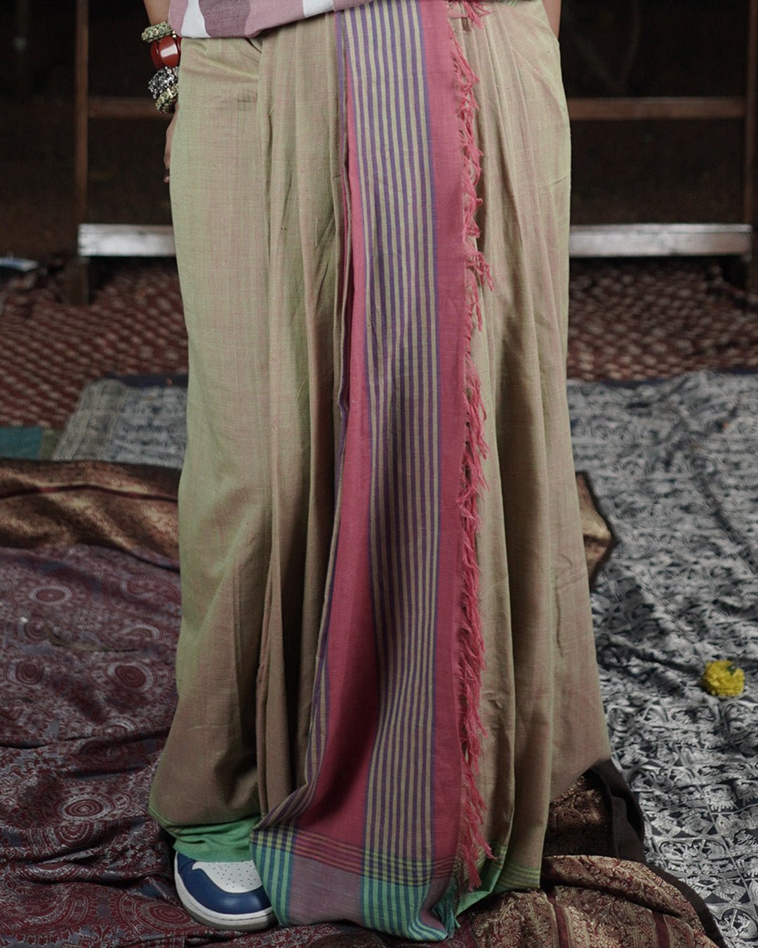 Grounded Rose Handwoven Saree - Kaaro - handwoven cotton - sustainable - ethical