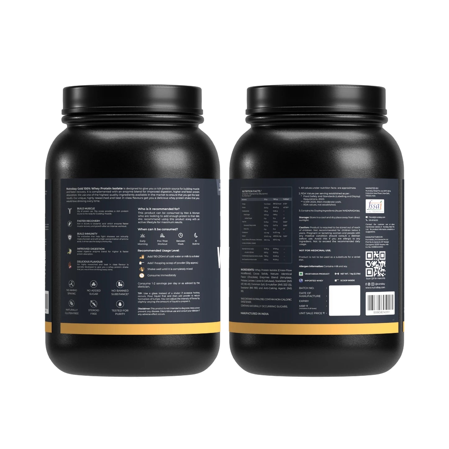Nutrabay Gold 100% Whey Protein Isolate - 1 Kg (2.2 Lb), Rich Chocolate Creme
