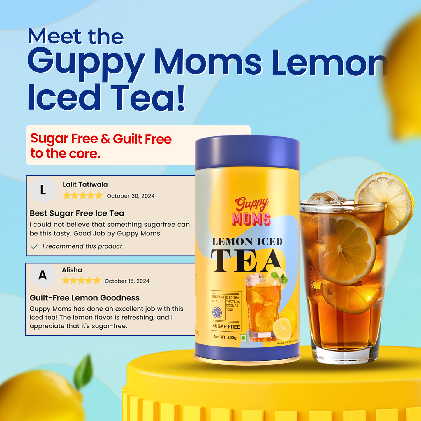 Zesty Lemon Iced Tea (Sugar-Free) | Refreshingly Tangy, Guilt-Free Hydration