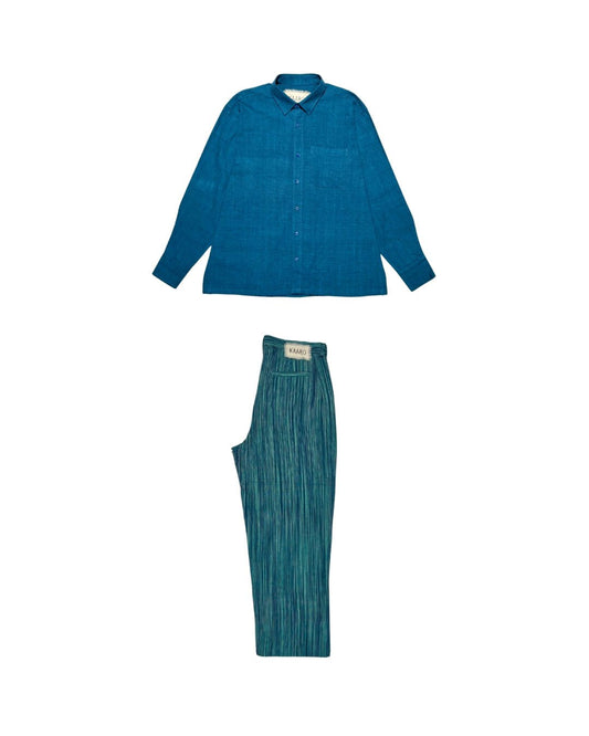 Ocean Haze & Tide Handwoven Co - ord Set – 100% Cotton, Made With Love - Kaaro - handwoven cotton - sustainable - ethical
