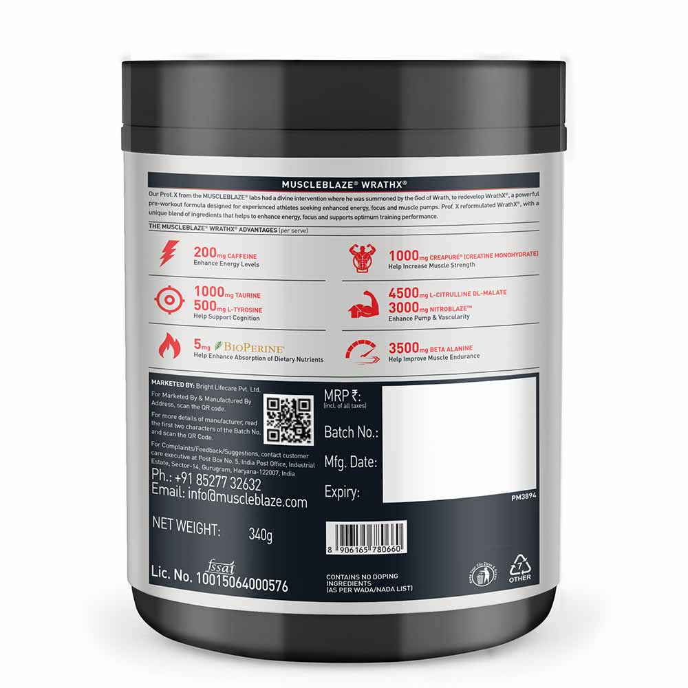MuscleBlaze Pre Workout WrathX  340 g