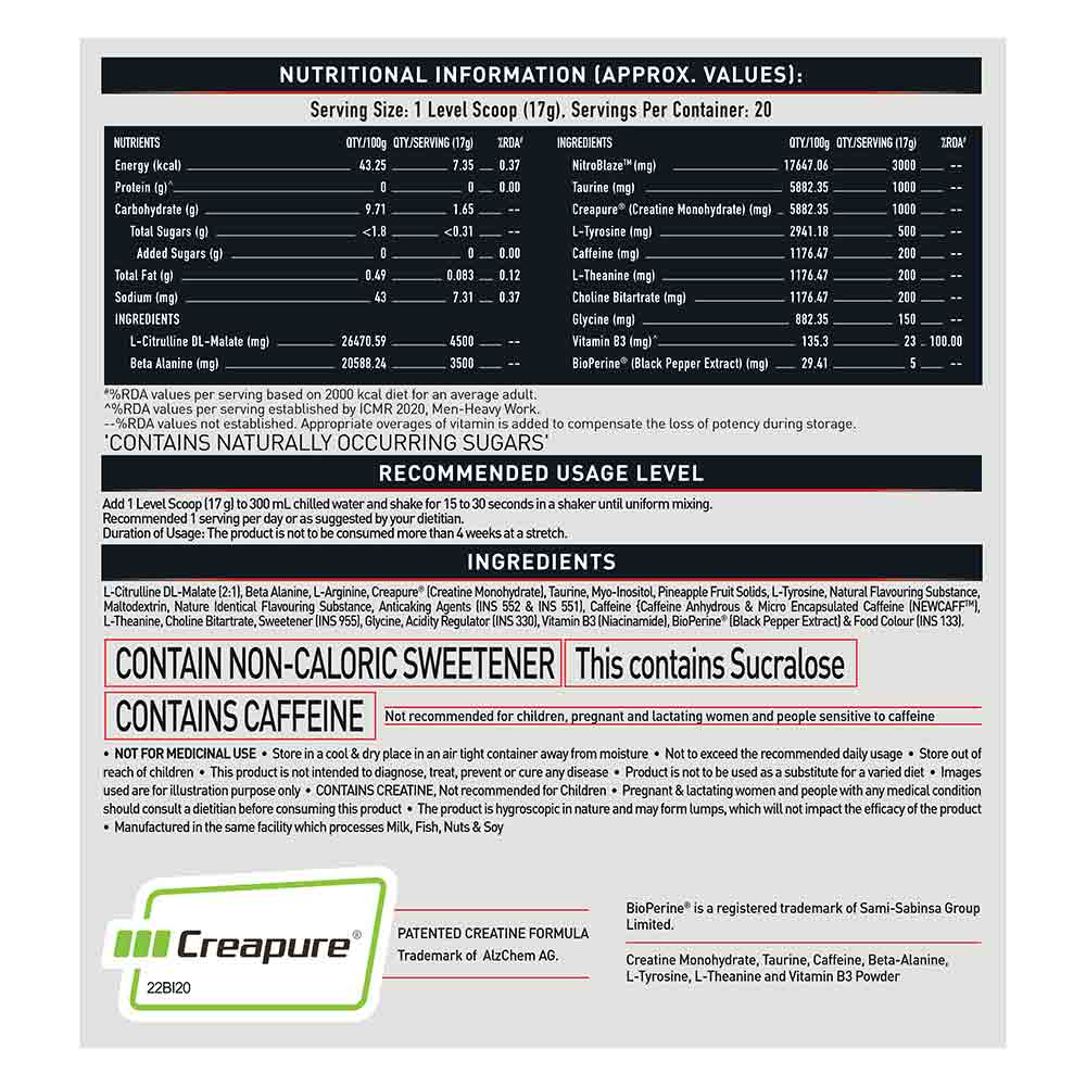 MuscleBlaze Pre Workout WrathX  340 g
