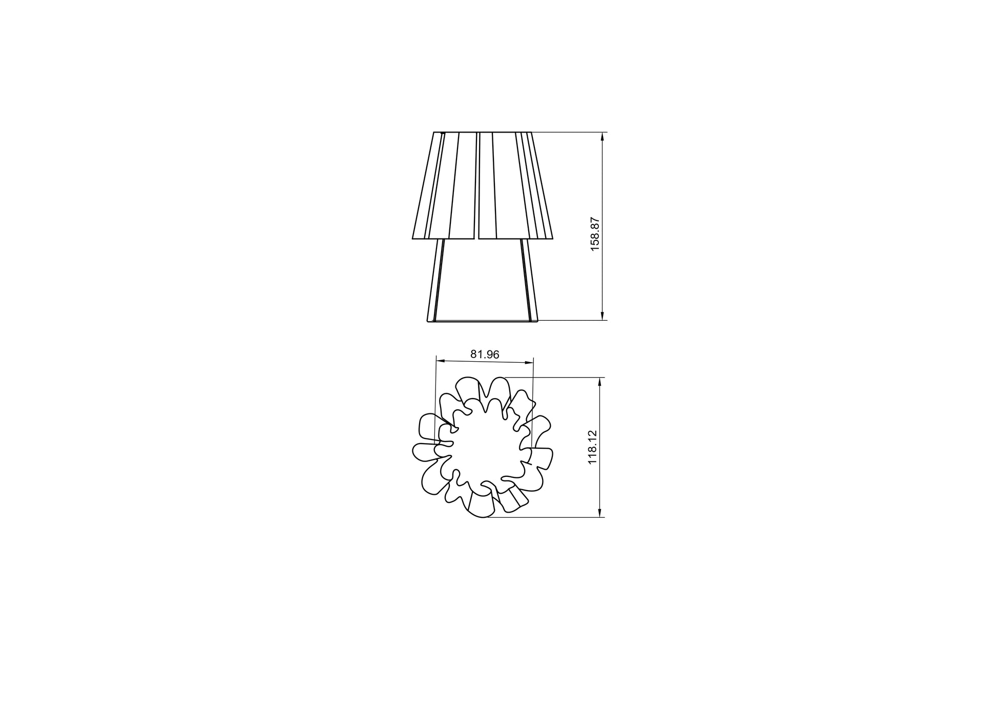 dimension drawing of ruffle lamp