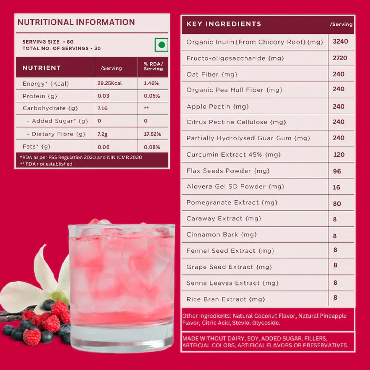 Daily Fiber | Vanilla Berry Flavour | Wellbeing Nutrition